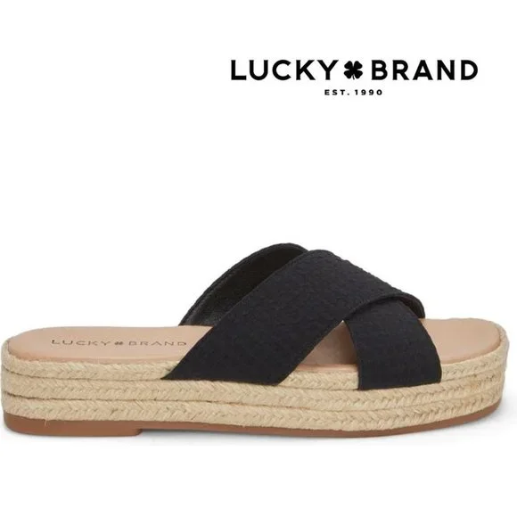 New Lucky Brand Gayte Slide Sandal, Size  7.5 and 8 in Black Textile - Picture 3 of 9